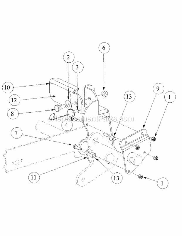 Foot Pedal Deck Lift Assembly Diagram and Parts List for M60-KW 53AB5DCX150 Cub Cadet Sprayer
